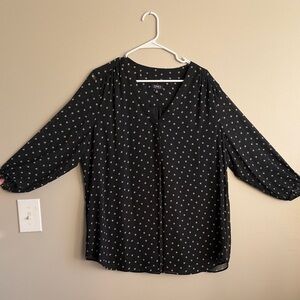 Jones New York Black and White Polka Dot Blouse